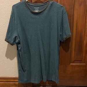 Banana Republic Dark Teal T-Shirt with Brown Trim